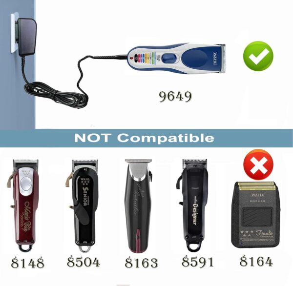 Replacement Charger for Wahl 9649 Hair Clipper, Compatible with Wahl 9649 9649P Color Pro Cordless Trimmer Power Cord - Image 3