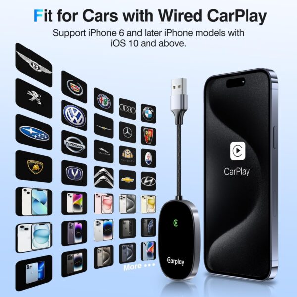 Vevavi Wireless CarPlay Adapter 2024 Upgraded, Converts Factory Wired CarPlay to Wireless, Plug and Play Car Play Wireless Adapter, Compatible with iPhone Multi-User Seamless Connection - Image 7