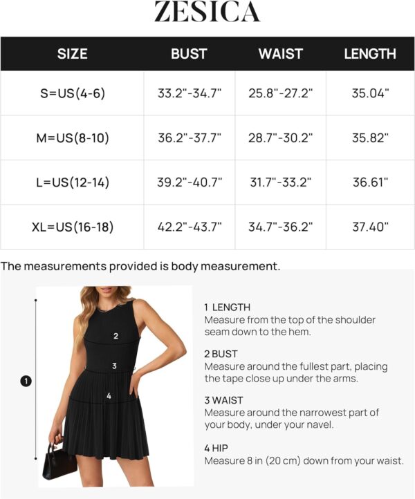 ZESICA Women's Summer Sleeveless Mini Dress 2024 Crewneck Knit A Line Pleated Swing Casual Basic Short Dress - Image 7