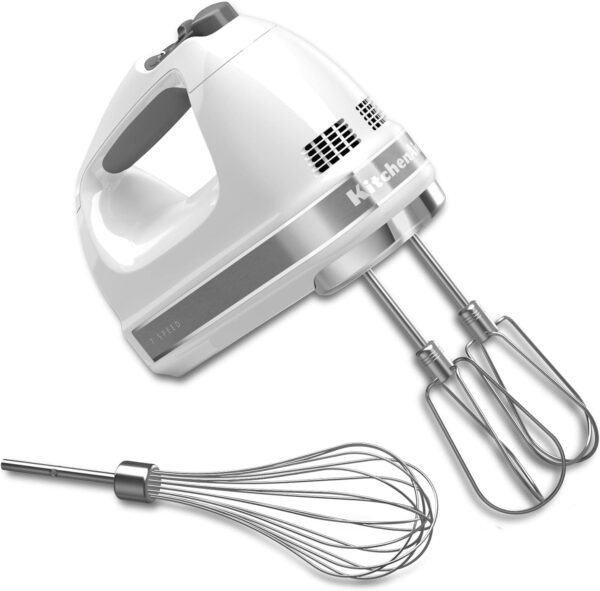 KitchenAid 7-Speed Mixer-KHM7210 Hand Mixer, White and KitchenAid KHMFEB2 Flex Edge Beater Accessory - Image 3