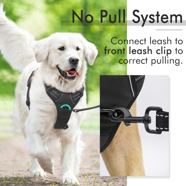 rabbitgoo Dog Harness, No-Pull Pet Harness with 2 Leash Clips, Adjustable Soft Padded Dog Vest, Reflective No-Choke Pet Oxford Vest with Easy Control Handle for Large Dogs, Black, L - Image 6