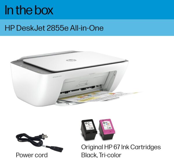 HP DeskJet 2855e Wireless All-in-One Color Inkjet Printer, Scanner, Copier, Best for home, 3 months of ink included (588S5A) - Image 6