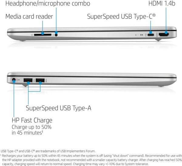 HP Newest 15.6" FHD Touchscreen Anti-Glare Laptop, 32GB RAM, 1TB NVMe SSD, Intel Core i3-1215U, Up to 11 Hours Long Battery Life, Type-C, HDMI, Windows 11 Home, Silver - Image 9