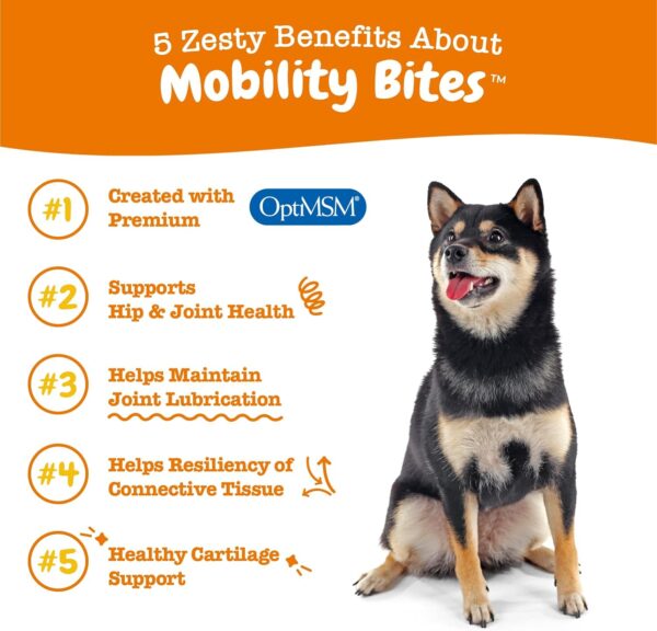 Zesty Paws Mobility Bites Dog Joint Supplement - Hip and Joint Chews - Pet Products with Glucosamine, Chondroitin, & MSM + Vitamins C and E for Dog Joint Relief - Duck - 90 Count - Image 4