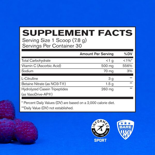 BARE PERFORMANCE NUTRITION, BPN Endo Pump Pre-Workout Muscle Pump Enhancer, Increased Blood Flow/Oxygen Transport to Muscles, Blue Raspberry - Image 3