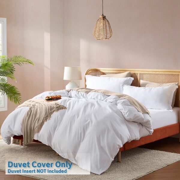 Nestl White Duvet Cover Queen Size - Soft Double Brushed Queen Duvet Cover Set, 3 Piece, with Button Closure, 1 Duvet Cover 90x90 inches and 2 Pillow Shams - Image 3