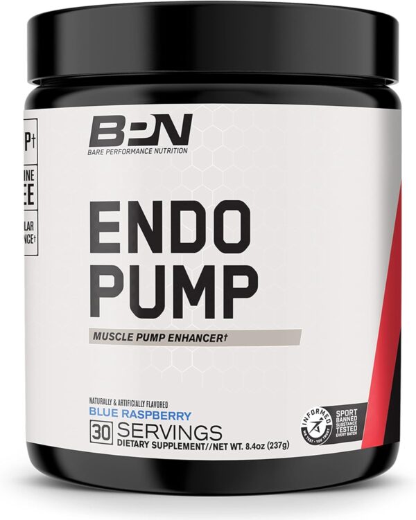 BARE PERFORMANCE NUTRITION, BPN Endo Pump Pre-Workout Muscle Pump Enhancer, Increased Blood Flow/Oxygen Transport to Muscles, Blue Raspberry - Image 2