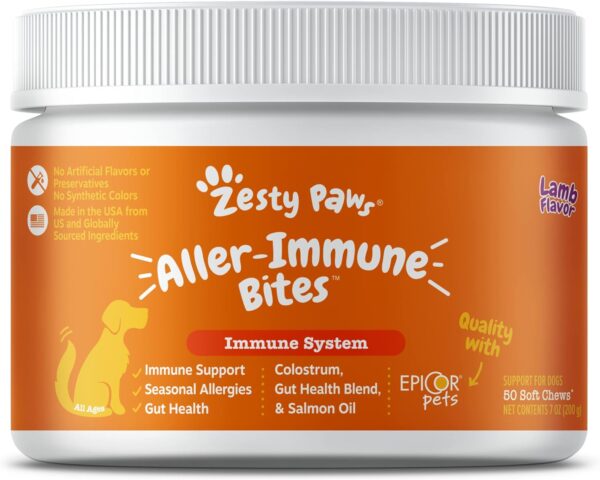 Zesty Paws Dog Allergy Relief - Anti Itch Supplement - Omega 3 Probiotics for Dogs - Digestive Health - Soft Chews for Skin & Seasonal Allergies - with Epicor Pets - Lamb - 50 Count - Image 2