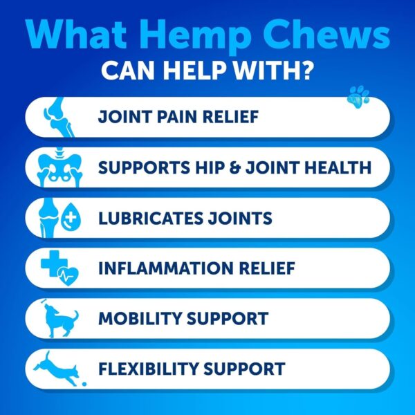 Hemp Hip and Joint Supplement for Dogs - Glucosamine for Dogs - Dog Joint Pain Relief Treats - Chondroitin - MSM - Hemp Oil - Mobility Support - Advanced Joint Health - 120 Supplement Chews for Dogs - Image 3