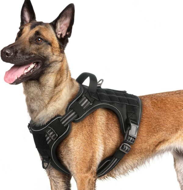 rabbitgoo Dog Harness for Small Medium Large Sized Dogs, No Pull Military Tactical Service Vest with Reflective Strips and Control Handle, Adjustable and Comfortable for Easy Walking, Black L - Image 2