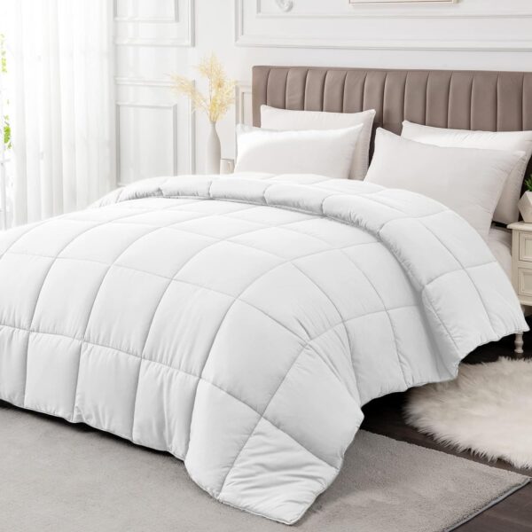 MATBEBY Queen Size Comforter Duvet Insert - All Season White Quilted Down Alternative Bedding Comforter with Corner Tabs - Winter Summer Fluffy Soft - Machine Washable - Image 3