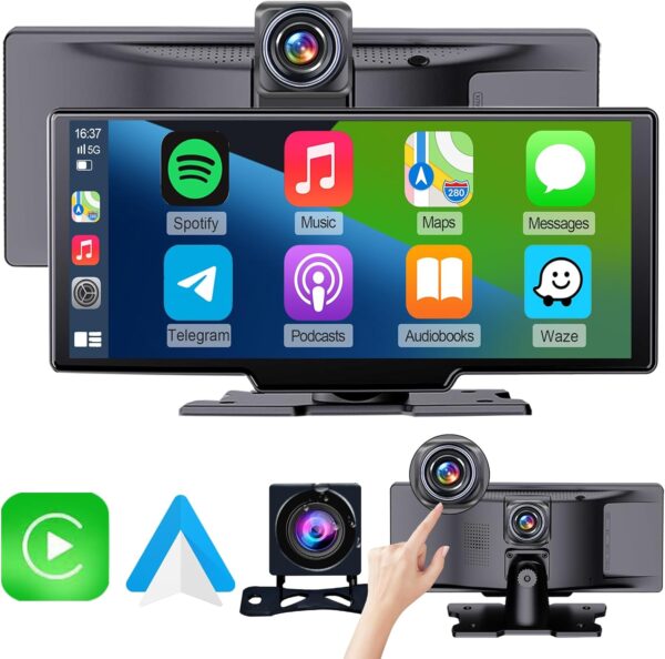 9 inch Wireless Apple CarPlay Screen for Car& 4K Dash Cam with Android Auto.Portable Car Stereo with Backup Camera&Touchscreen Display.Dash Mout Car Play.Drive Play with Navigation and Buetooth.Radio - Image 2