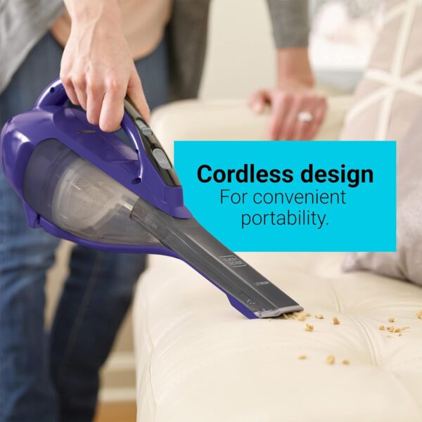 BLACK+DECKER dustbuster AdvancedClean Pet Cordless Handheld Vacuum with Motorized Head, Purple (HLVA325JP07) - Image 7