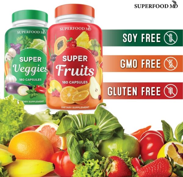 Superfood Fruit and Veggie Supplement - Fruit and Veggie Capsules 100% Whole Super Fruit and Super Vegetable Supplements & Vitamins, with Olive Leaf (720 Count (Pack of 4)) - Image 7