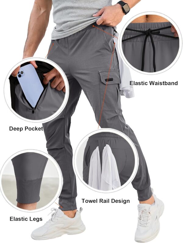 Men's Cargo Jogger Pants Stretch Sweatpants Slim Fit Tactical Pants with Zipper Pockets Casual Trousers - Image 4