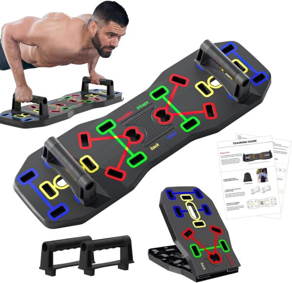 AERLANG Push Up Board, Portable Multi-Function Foldable 10 in 1 Push Up Bar, Push up Handles for Floor,Professional Push Up Strength Training Equipment - Image 2