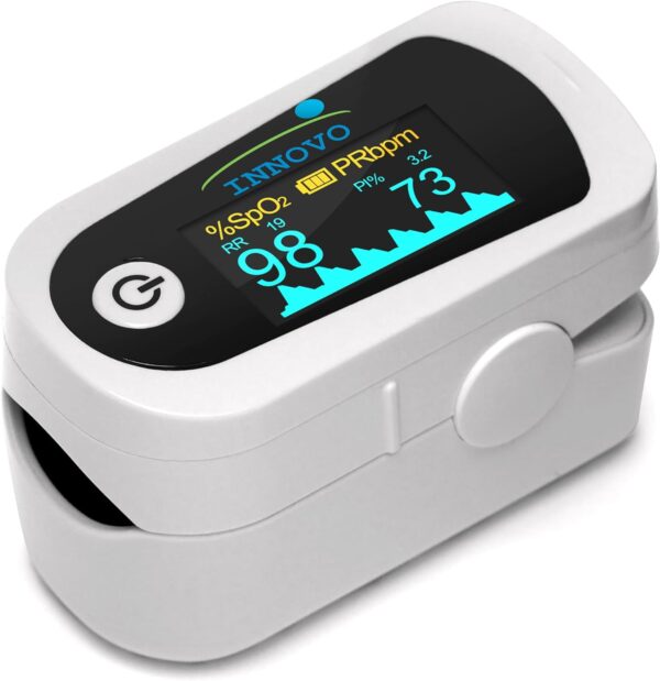 2024 Innovo iP900B Bluetooth Premium Fingertip Pulse Oximeter Blood Oxygen Saturation Monitor with Plethysmograph and Perfusion Index (White) - Image 5