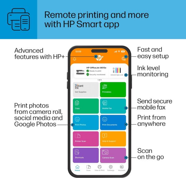 HP OfficeJet 8015e Wireless Color All-in-One Printer with 3 months of ink included - Image 9