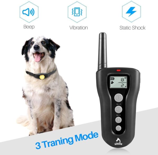 PATPET Dog Training Collar - Rechargeable Dog Training Collar with Remote for Medium Large Dogs 1000Ft Remote Range 3 Training Modes IPX7 Waterproof Black - Image 3