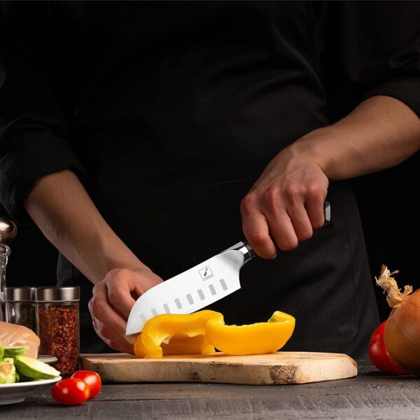 imarku Santoku Knife Chef Knife 5 inch Ultra Sharp Asian Knife Japanese Chef Knife - Japanese SUS440A Stainless Steel - Ergonomic Pakkawood Handle, Best Choice for Home Kitchen - Image 8