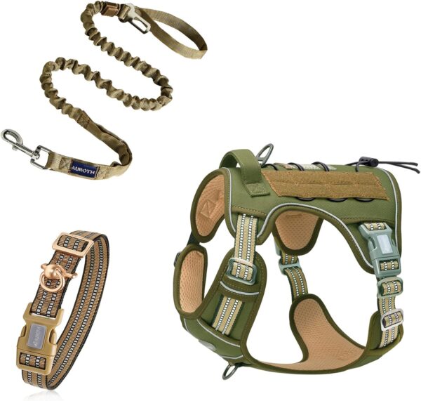 Auroth Tactical Dog Harness with 6 FT Heavy Duty Dog Leash and Reflective Dog Collar for Medium Large Dogs - Image 2