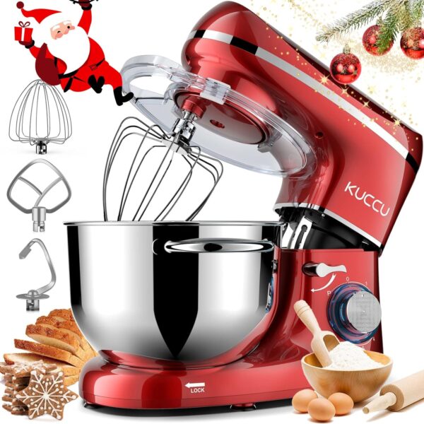 Stand Food Mixer, 6.5 Qt 660W, 6-Speed Tilt-Head , Kitchen Electric Mixer with Stainless Steel Bowl,Dough Hook,Whisk, Beater, Egg white separator (6.5-QT, Red) - Image 9