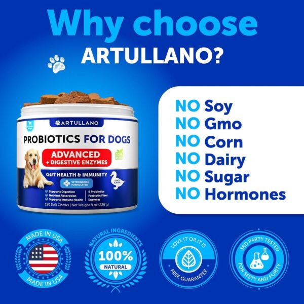 Probiotics for Dogs - Support Gut Health, Itchy Skin, Allergies, Immunity, Yeast Balance - Dog Probiotics and Digestive Enzymes with Prebiotics - Reduce Diarrhea, Gas - 120 Probiotic Chews for Dogs - Image 6