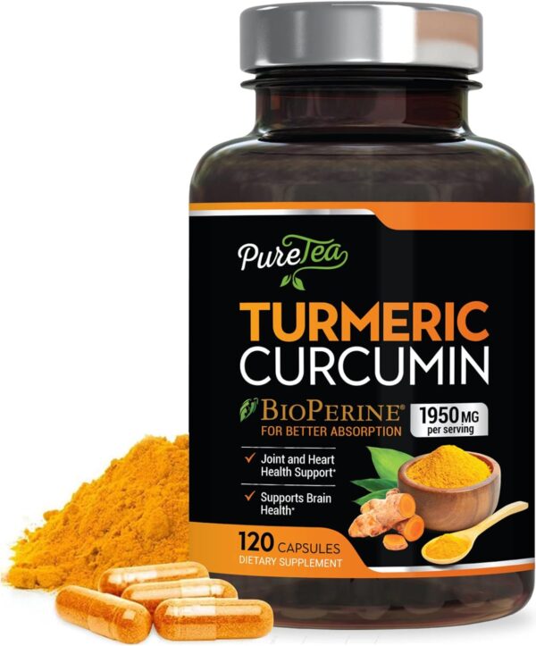 Turmeric Curcumin with BioPerine 1950mg, 95% Standardized Curcuminoids - Black Pepper for Max Absorption, Herbal Joint Support, Nature's Tumeric Extract Supplement Non-GMO - 120 Capsules - Image 2