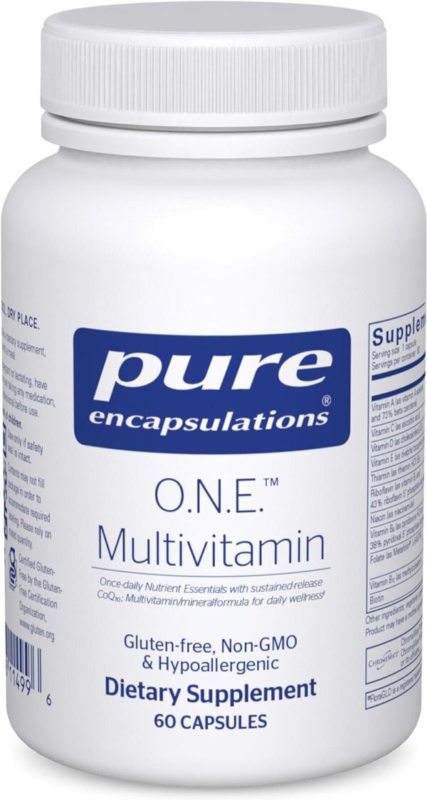 Pure Encapsulations O.N.E. Multivitamin - Once Daily Multivitamin with Antioxidant Complex Metafolin, CoQ10, and Lutein to Support Vision, Cognitive Function, and Cellular Health* - 60 Capsules - Image 2