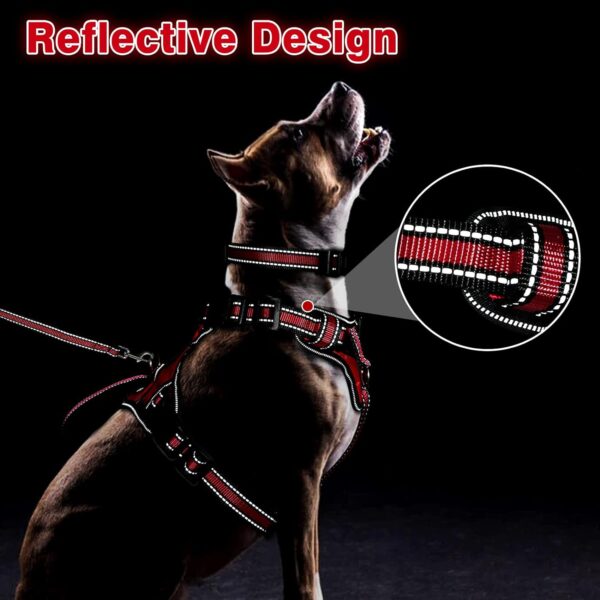 WINSEE Pet Harness Collar and Leash Set, All-in-one Reflective Dog Harness No Pull with Adjustable Buckles for Puppies, Small, Medium, Large, and Extra-Large Dogs (Medium, Red) - Image 6