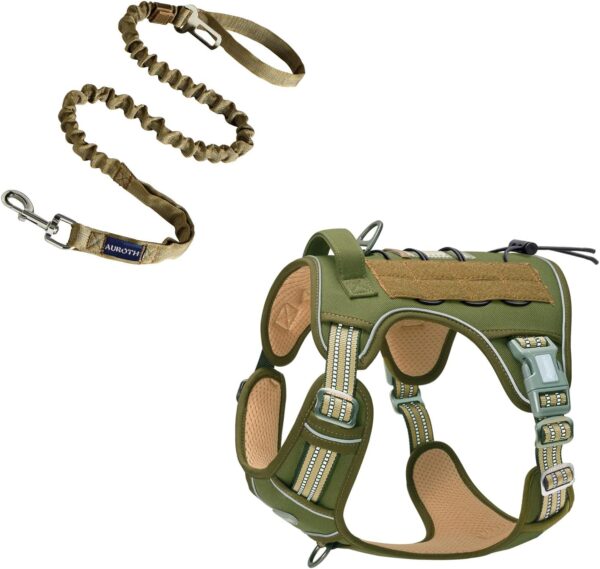 Auroth Tactical Dog Harness with Heavy Duty Dog Leash for Large Breed Dogs, No Pulling Reflective Dog Training Vest - Image 2