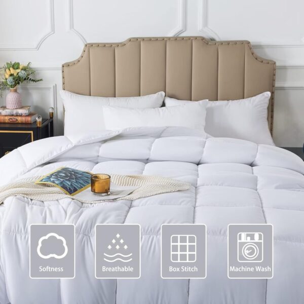 DOWNCOOL Comforters Queen Size, Duvet Insert, White All Season Duvet, Lightweight Quilt, Down Alternative Hotel Comforter with Corner Tabs (White, Queen 88x92 Inches) - Image 7