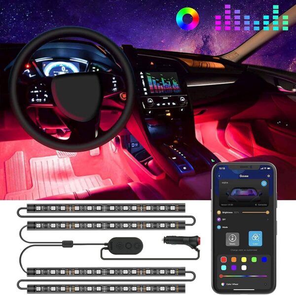 Govee Car LED Lights, Smart Interior Lights with App Control, RGB Inside Car Lights with DIY Mode and Music Mode, 2 Lines Design for Cars with Car Charger, DC 12V - Image 2