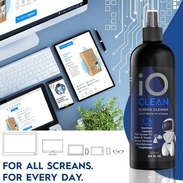 Screen Cleaner Spray (16oz) – Best Large Cleaning Kit for LCD LED OLED TV, Smartphone, iPad, Laptop, Touchscreen, Computer Monitor, Other Electronic Devices – Microfiber Cloth Wipes and 2 Sprayers - Image 4