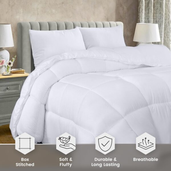 Utopia Bedding Comforter Duvet Insert - Quilted Comforter with Corner Tabs - Box Stitched Down Alternative Comforter (Queen, White) - Image 4