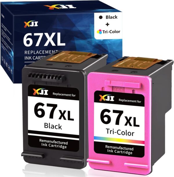 XJI Remanufactured Ink Cartridges Replacement for HP 67XL 67 XL Black Color Combo Pack, for Deskjet Plus 2700 2700e 2755 2755e 2855e 4100 4100e 4155 4155e 4255e Envy Pro 6000 6055e 6400 6455e Printer - Image 2