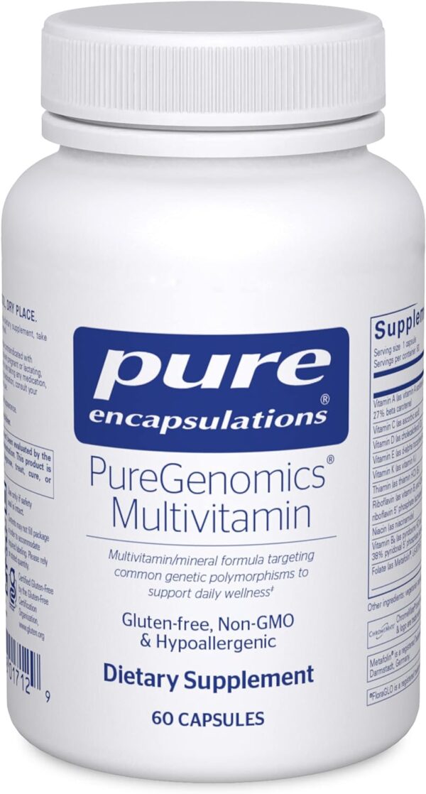 Pure Encapsulations PureGenomics Multivitamin - Supplement to Support Nutrient Requirements of Common Genetic Variations - with Vitamin A,B,C,D,E, K & Minerals - 60 Capsules - Image 2