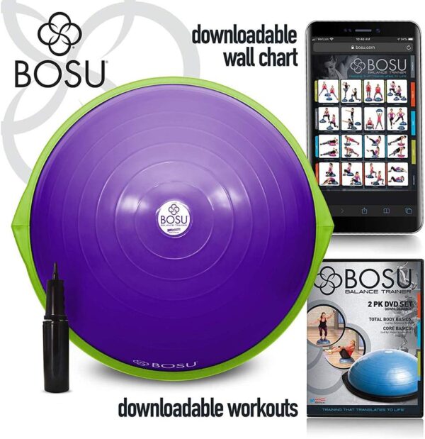 Bosu 72-10850 Home Gym Equipment The Original Balance Trainer 65 cm Diameter, Purple and Green - Image 3