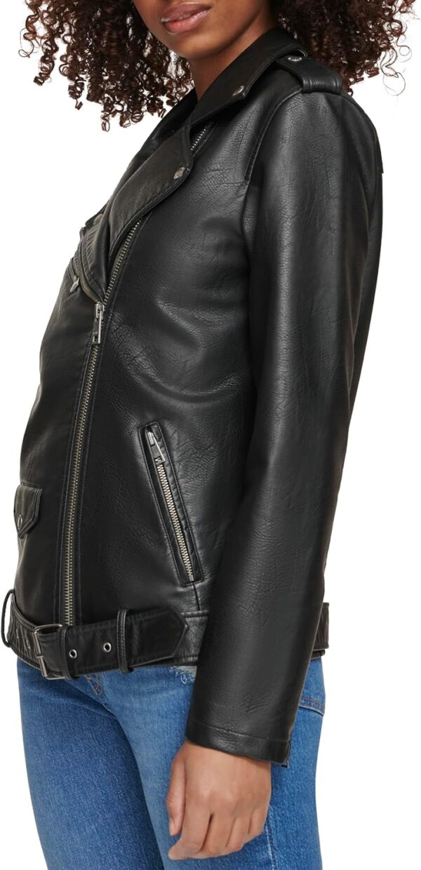 Levi's Women's Oversized Faux Leather Belted Motorcycle Jacket (Standard & Plus Sizes) - Image 4