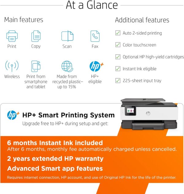 HP OfficeJet Pro 8025e Wireless Color All-in-One Printer with bonus 6 free months Instant Ink with HP+ (1K7K3A), Gray - Image 4