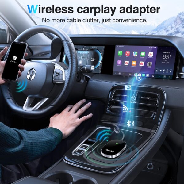 Vevavi Wireless CarPlay Adapter 2024 Upgraded, Converts Factory Wired CarPlay to Wireless, Plug and Play Car Play Wireless Adapter, Compatible with iPhone Multi-User Seamless Connection - Image 3