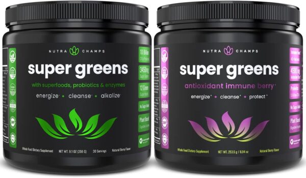 NutraChamps Super Greens Powder and Super Greens Antioxidant Powder Bundle - Image 2