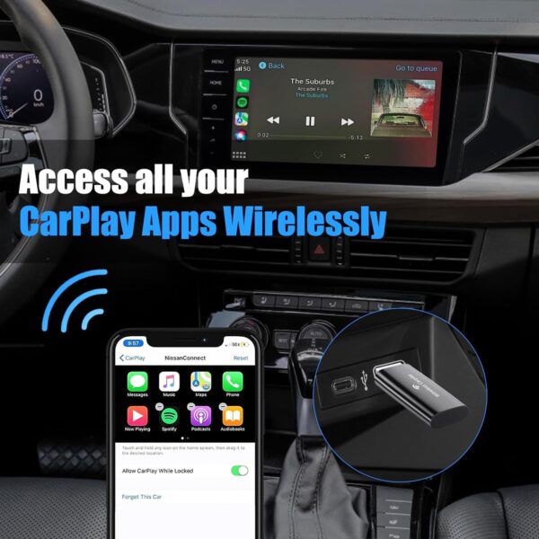 intelbras Wireless CarPlay Adapter 2024 slimmest, Newest Fastest and Smallest for CarPlay Adapter, for iOS, Factory Wired CarPlay Cars, USB-A and USB-C Cables Included - Image 7