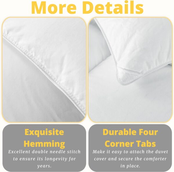 ELNIDO QUEEN® Goose Feather Down Comforter Queen Size - White Down Duvet Insert - Luxurious Fluffy Hotel Style Bedding Comforter - 100% Cotton Cover All Season - Queen Size (90x90 Inch) - Image 5