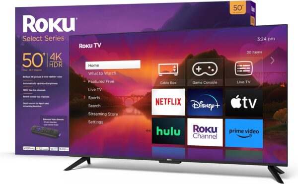 Roku 50" Select Series 4K HDR Smart RokuTV with Enhanced Voice Remote, Brilliant 4K Picture, Automatic Brightness, and Seamless Streaming - Image 2