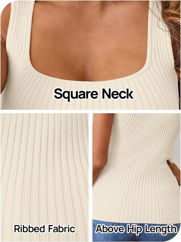 MEROKEETY Women's Ribbed Tank Tops Knit Square Neck Sleeveless Shirts Summer Casual Basic Tanks - Image 7