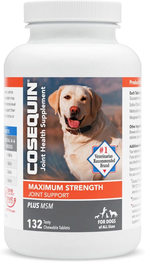 Nutramax Laboratories Cosequin Maximum Strength Joint Health Supplement for Dogs - With Glucosamine, Chondroitin, and MSM, 132 Chewable Tablets - Image 2