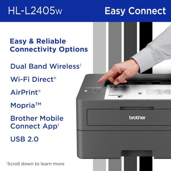 Brother HL-L2405W Wireless Compact Monochrome Laser Printer with Mobile Printing, Black & White Output | Includes Refresh Subscription Trial(1), Amazon Dash Replenishment Ready - Image 7