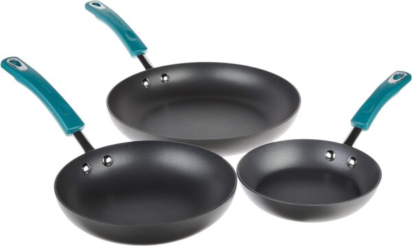 Rachael Ray Classic Brights Hard Anodized Nonstick Cookware Pots and Pans Set, 15 Piece - Agave Blue - Image 3