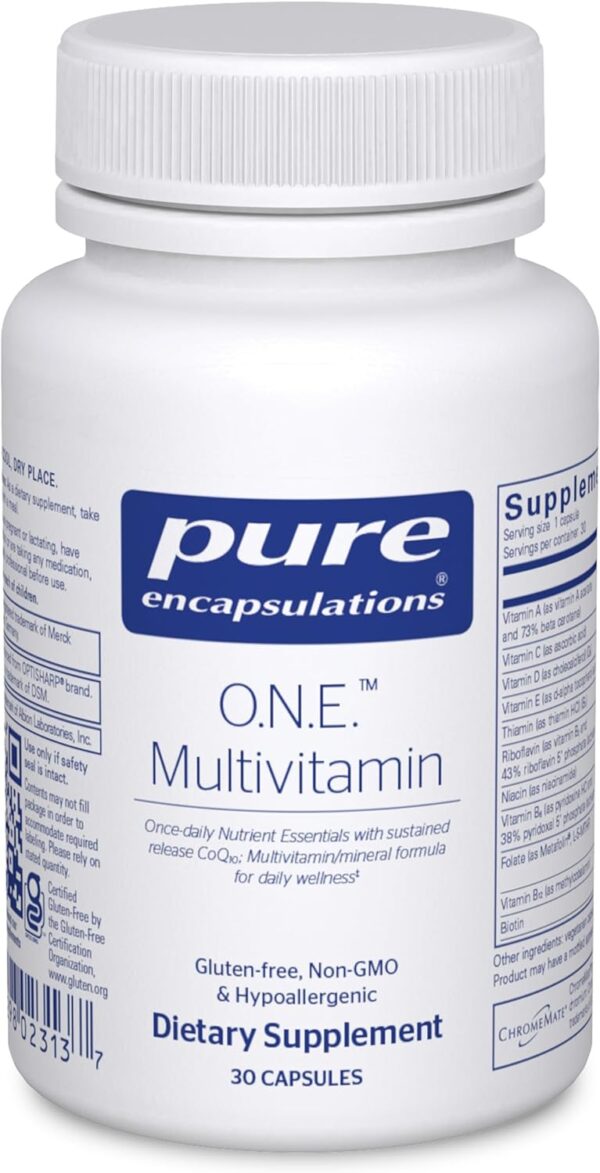 Pure Encapsulations O.N.E. Multivitamin - Once Daily Multivitamin with Antioxidant Complex Metafolin, CoQ10, and Lutein to Support Vision, Cognitive Function, and Cellular Health* - 30 Capsules - Image 2